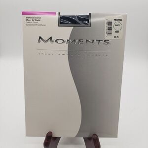 Moments Navy Blue 4333 Pantyhose Hosiery Sheer‎ Sandalfoot Size Med/Tall